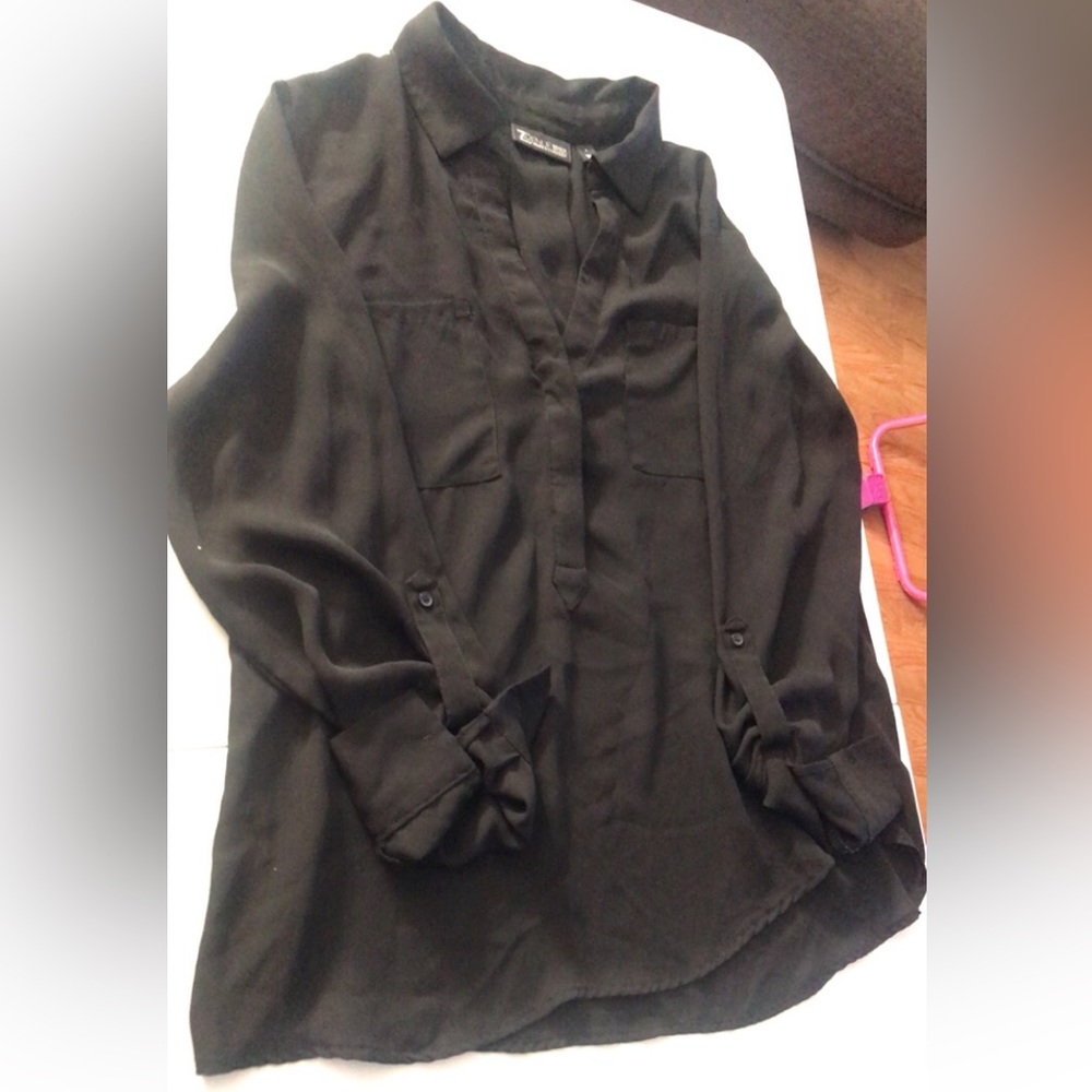 New York & Company Large Woman Black Blouse